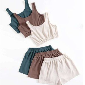 ONE (1) Crop Tank Top & Knot Front Shorts Lounge Set